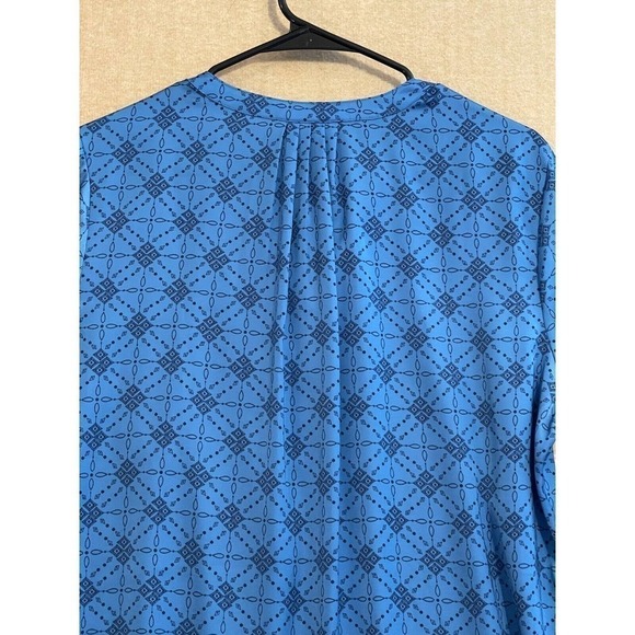 Liz Claiborne Blouse Women's Petite Large Blue Mid Length Balloon Sleeve - Picture 9 of 11